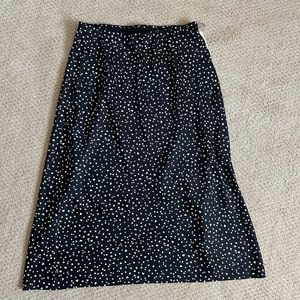 a new day midi slip skirt- polka heart black and white
